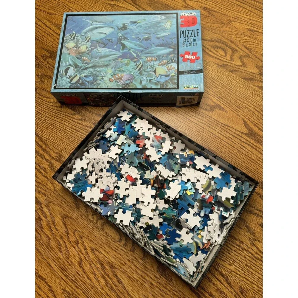 Cardinal Reef Sharks Super 3D Prime 3D Jigsaw Puzzle 500 , 61 X‎ 46 cm